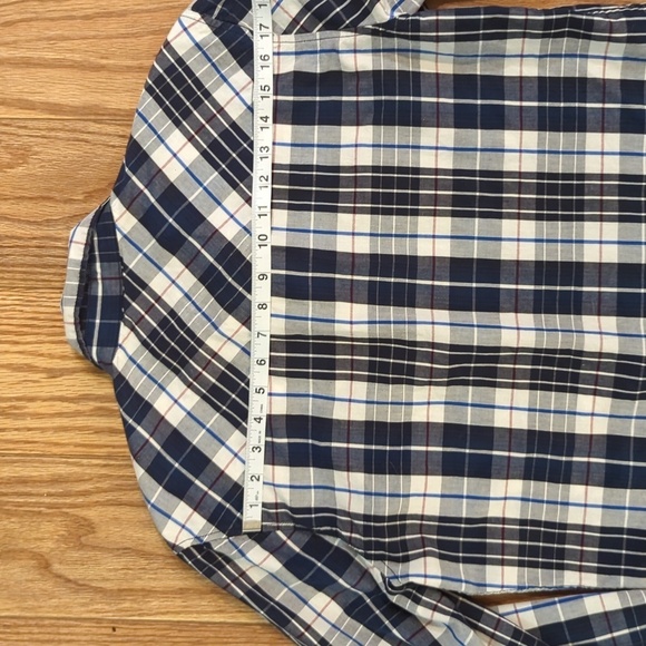 JNCO plaid button-down cotton shirt blue white zipper pockets skater, men's M - Picture 5 of 7